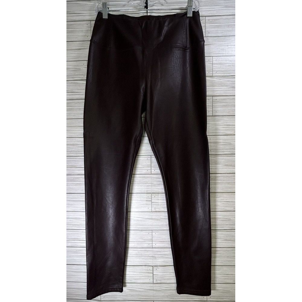 7 For All Mankind Women's Faux Leather‎ Skinny Pants Chocolate Sz Med Spandex
